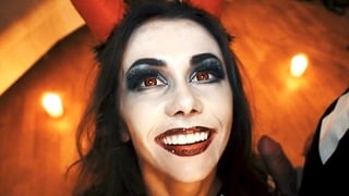 Horny Devil fucked Skeleton. Halloween with Mia Bandini