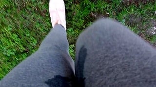 Nicoletta Gets Her Yoga Pants Completely Moist In A Outside Park – Rough Pee Exposed