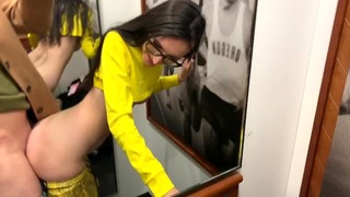 Risky Outside Sex In The Fitting Room Of A Fitness Store Cum In Mouth