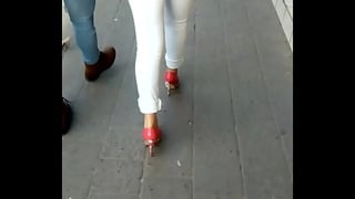 ass in white leggings